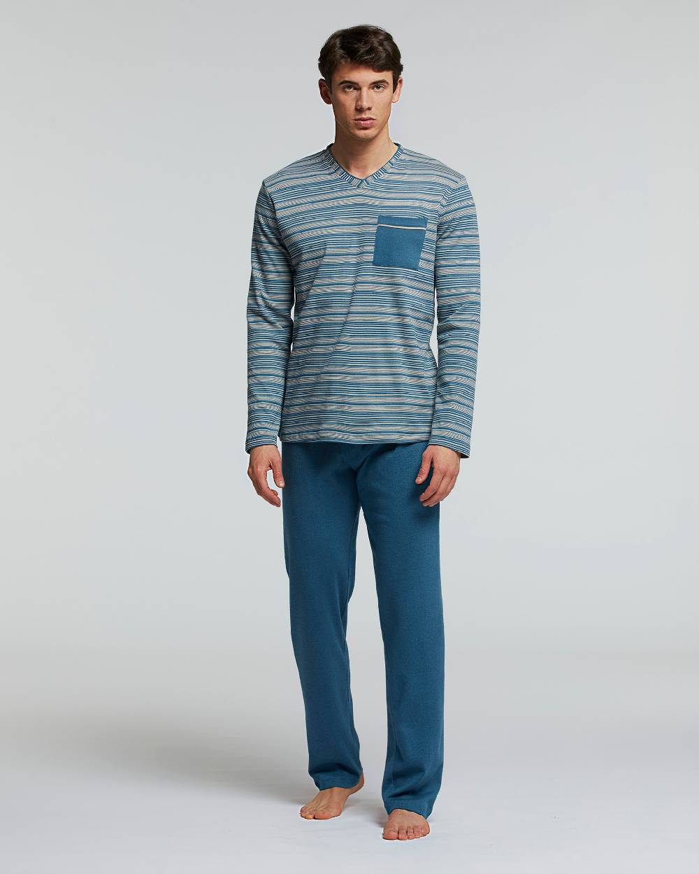 Pompea PIGIAMA LUNGO COTONE INTERLOCK NEBBIOLO