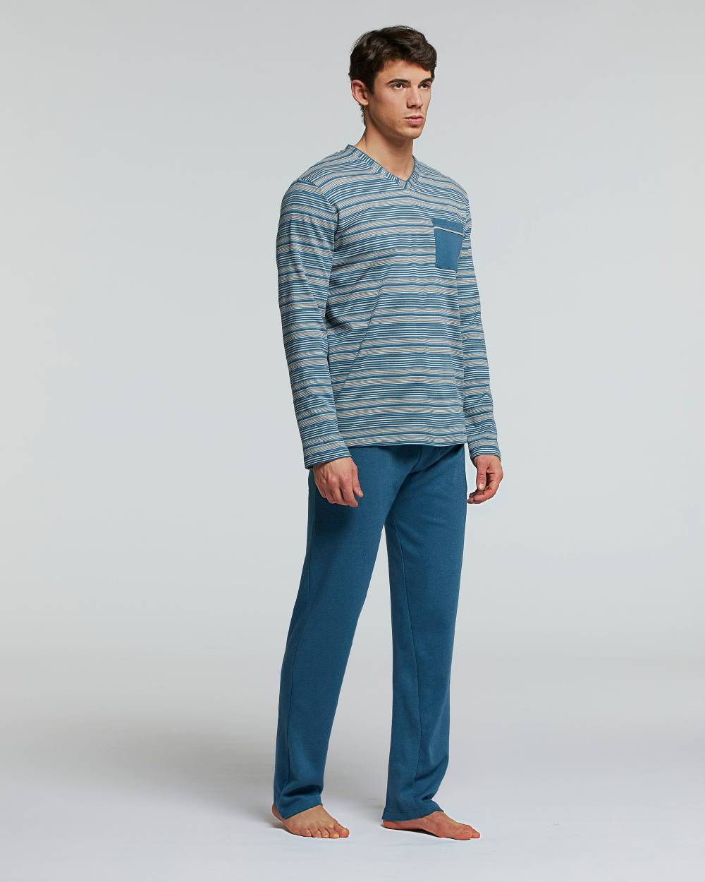 Pompea PIGIAMA LUNGO COTONE INTERLOCK NEBBIOLO