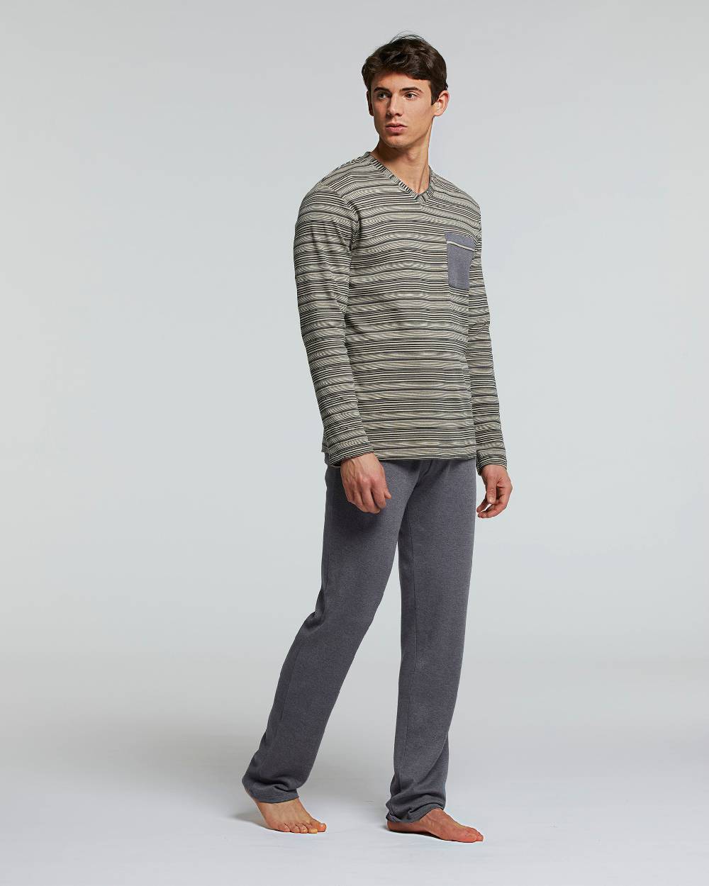 Pompea PIGIAMA LUNGO COTONE INTERLOCK NEBBIOLO