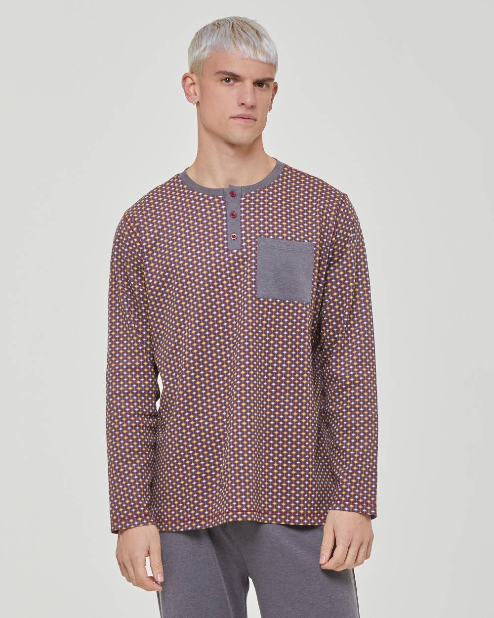 Pompea Pigiama Lungo Cotone Interlock Zafferano