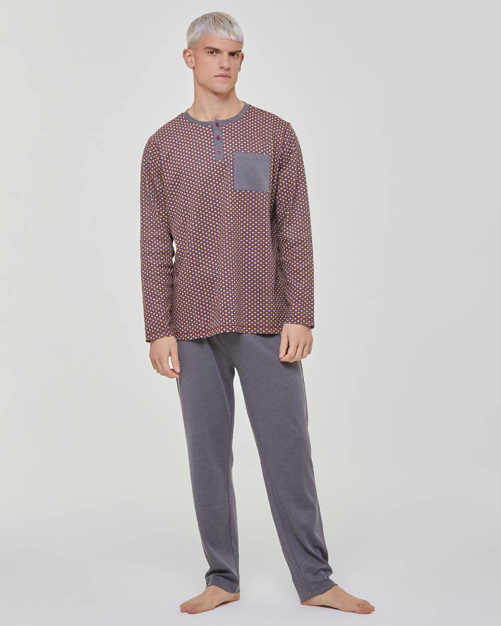 Pompea Pigiama lungo cotone interlock Zafferano