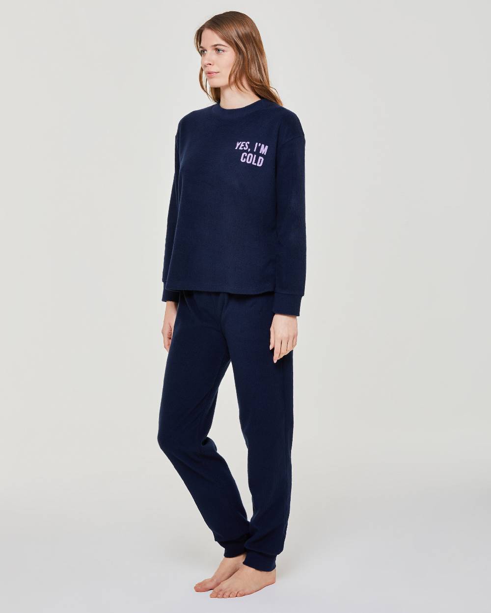 Pompea Pigiama Lungo Micropolar Garofano