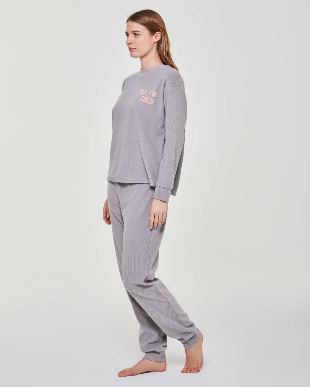 Pompea Pigiama Lungo Micropolar Garofano