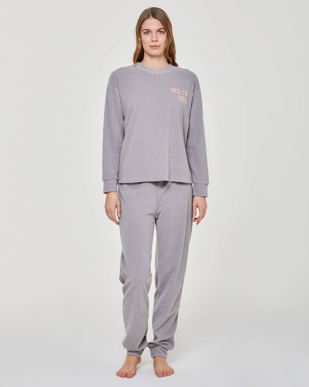 Pompea Pigiama lungo micropolar Garofano