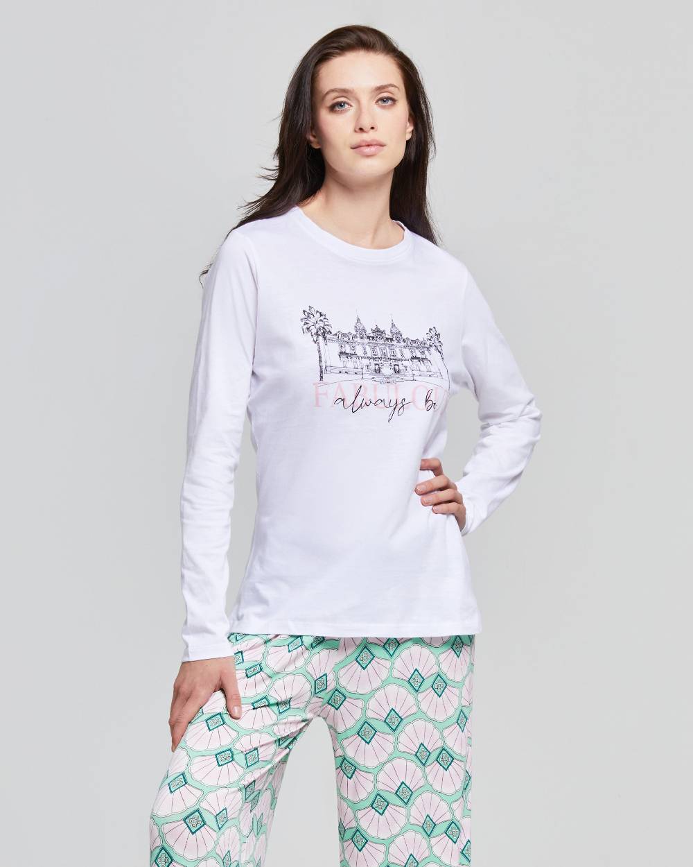 Pompea PIGIAMA LUNGO VISCOSA E COTONE ANNA