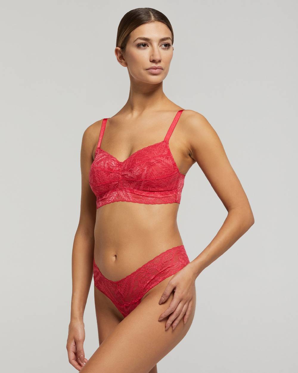 Pompea Set Completo Coordinato Intimo Pizzo (Fragola)