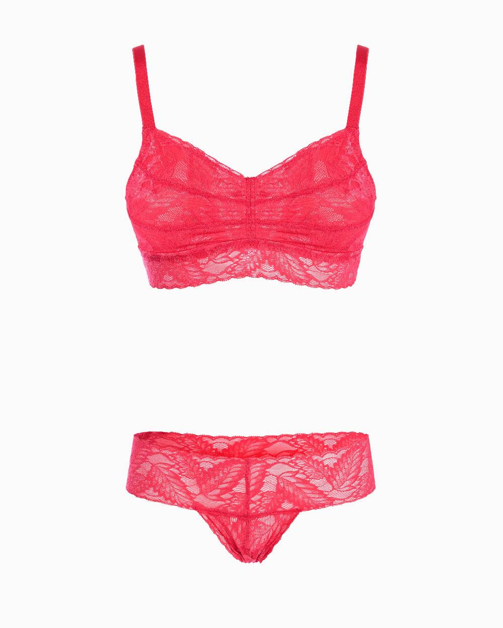 Pompea Set Completo coordinato Intimo Pizzo (Fragola)