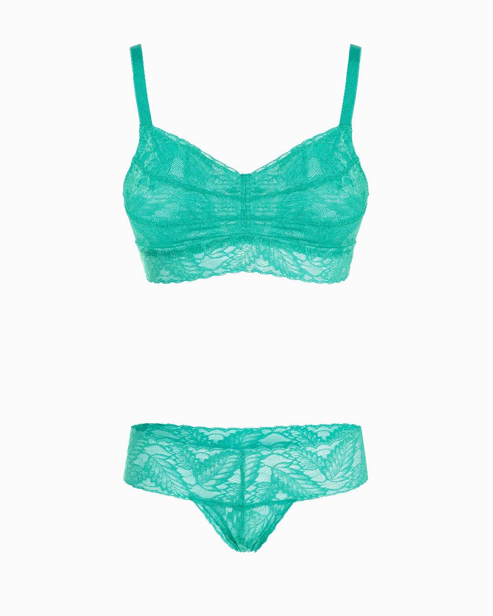 Pompea Set Completo coordinato Intimo Pizzo (Verde acqua)