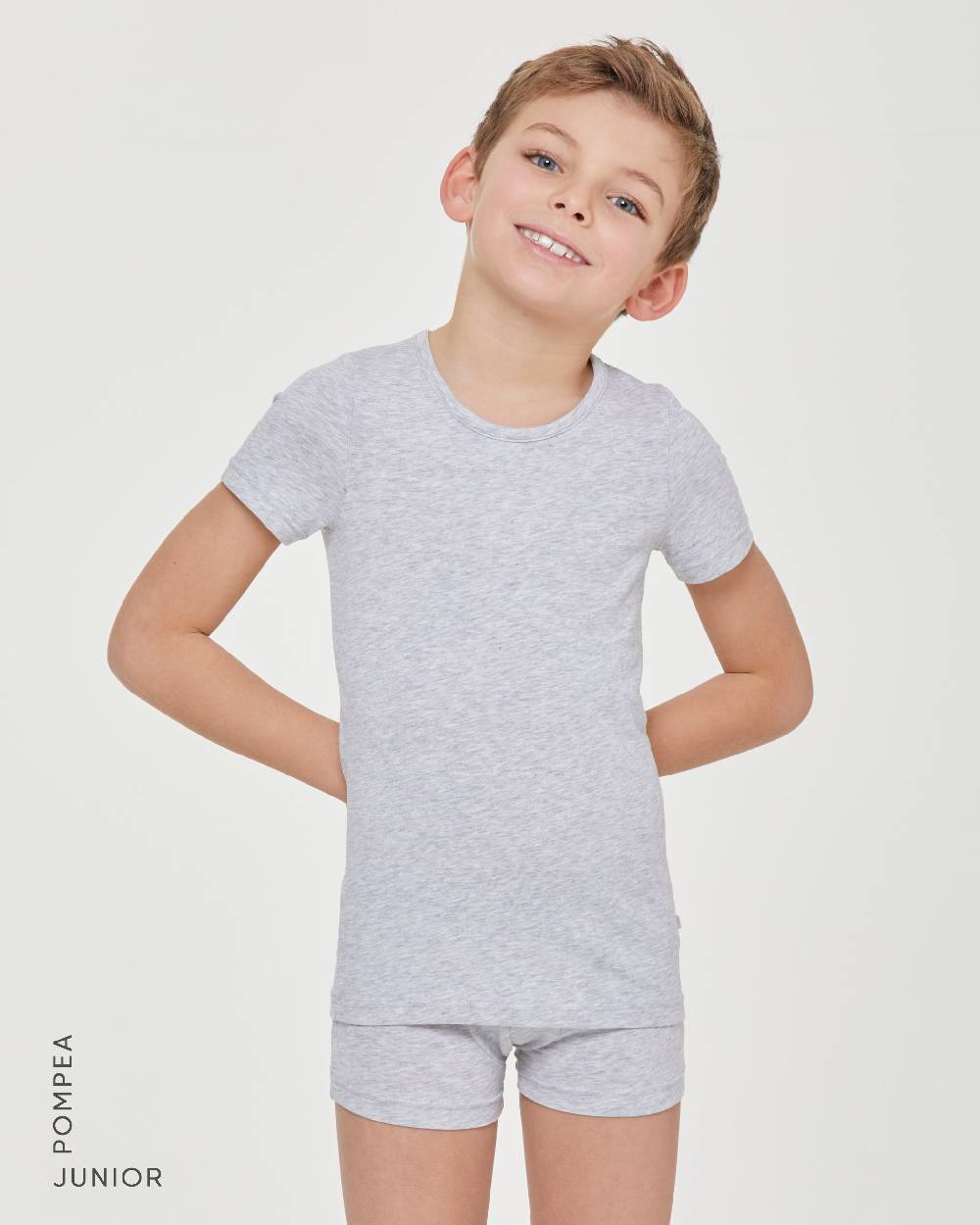 Pompea T-shirt girocollo bimbo in caldo cotone organico