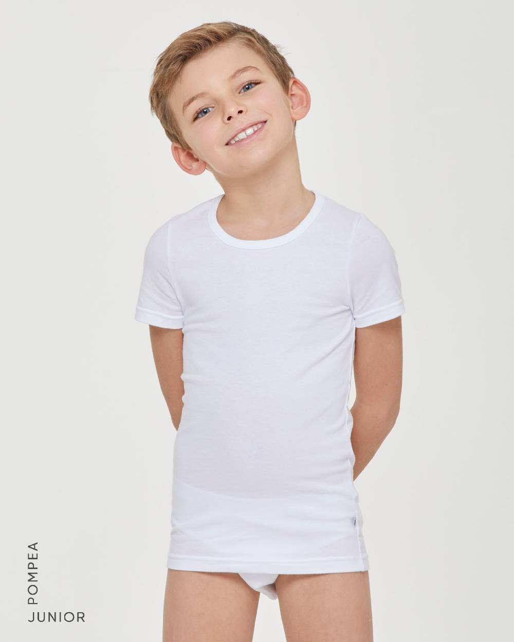 Pompea T-shirt girocollo bimbo in caldo cotone organico
