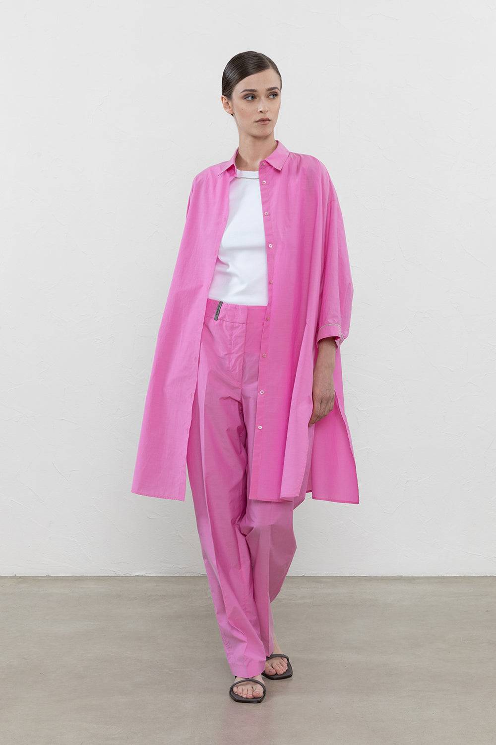 Peserico Abito-camicia In Popeline In Misto Cotone Mano Vela