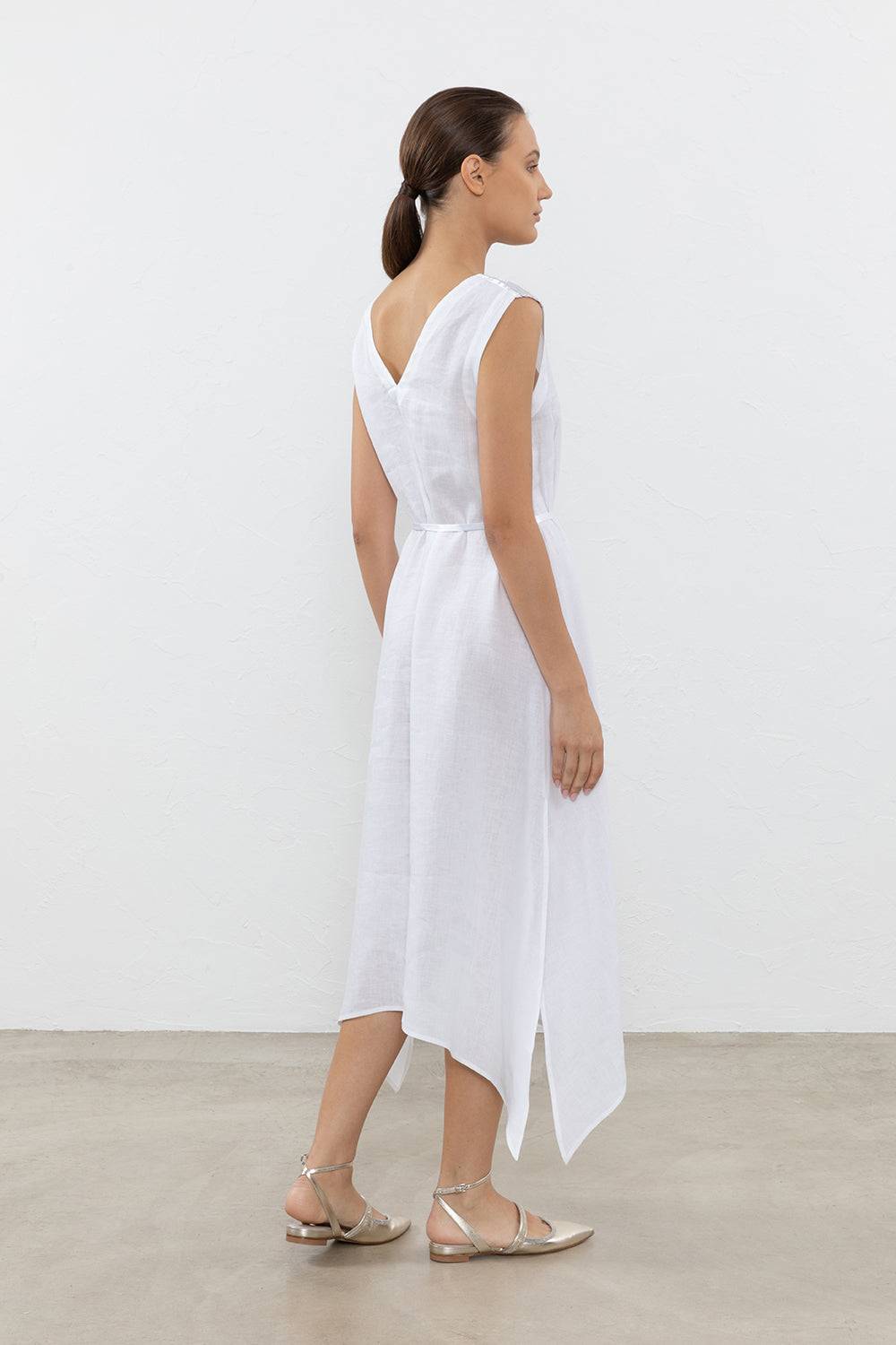 Peserico Abito Con Scollo A V In Leggera Tela Di Lino