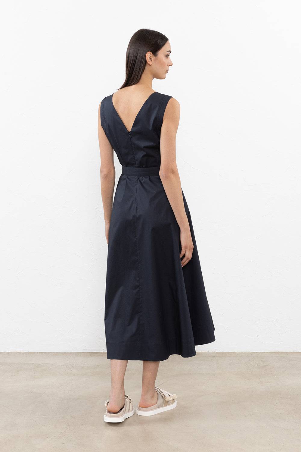 Peserico Abito Lungo In Leggero Raso Di Cotone Stretch