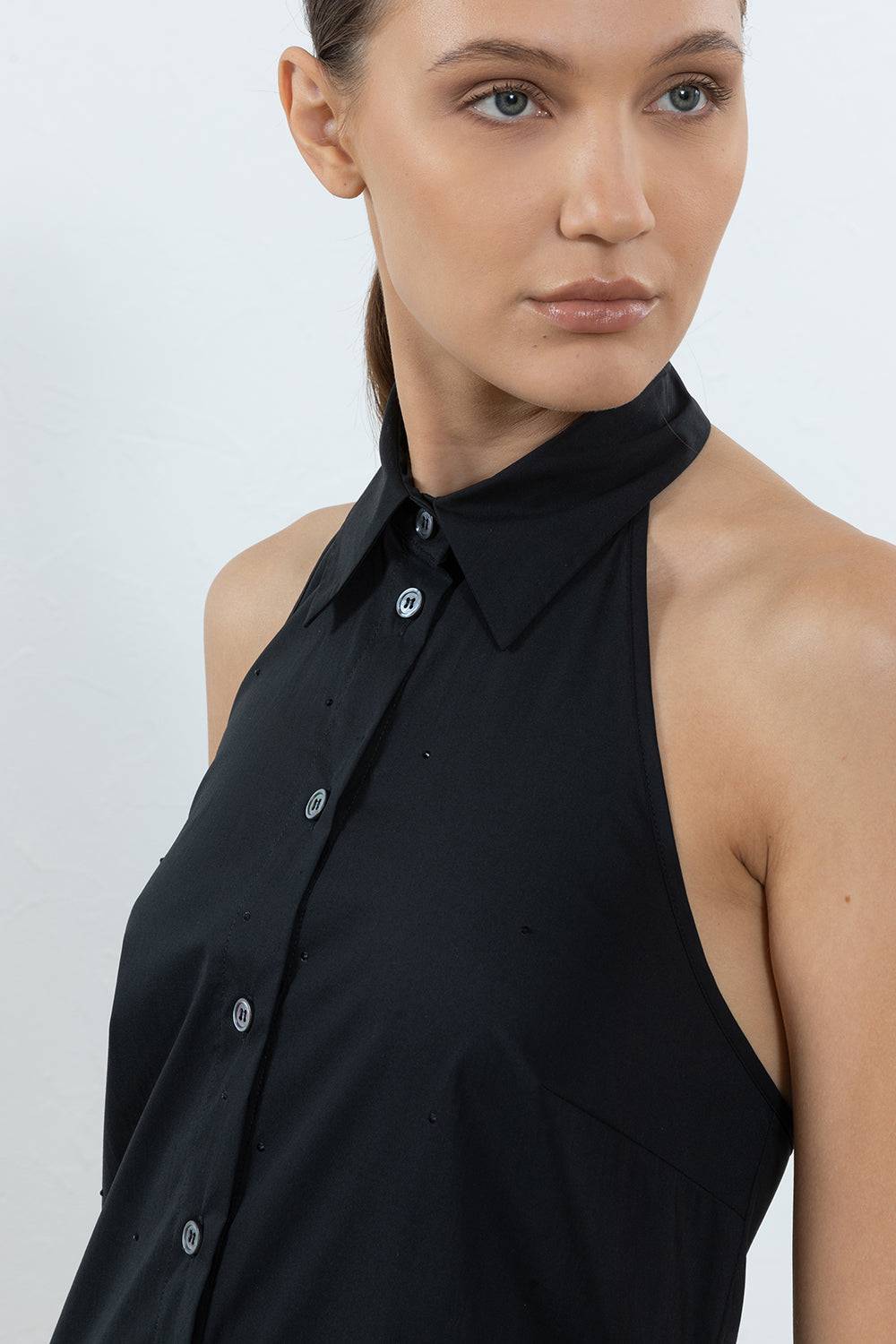 Peserico Abito Lungo In Popeline Di Misto Cotone Stretch