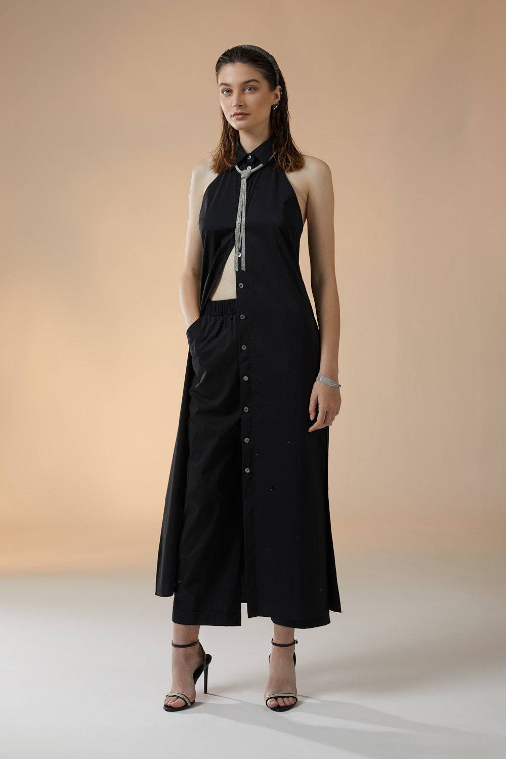 Peserico Abito Lungo In Popeline Di Misto Cotone Stretch