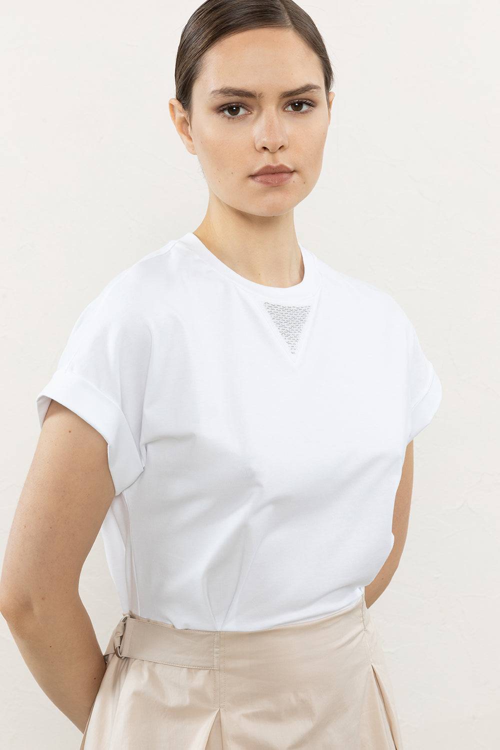 Peserico Abito Midi In Jersey E Rasatello Di Cotone