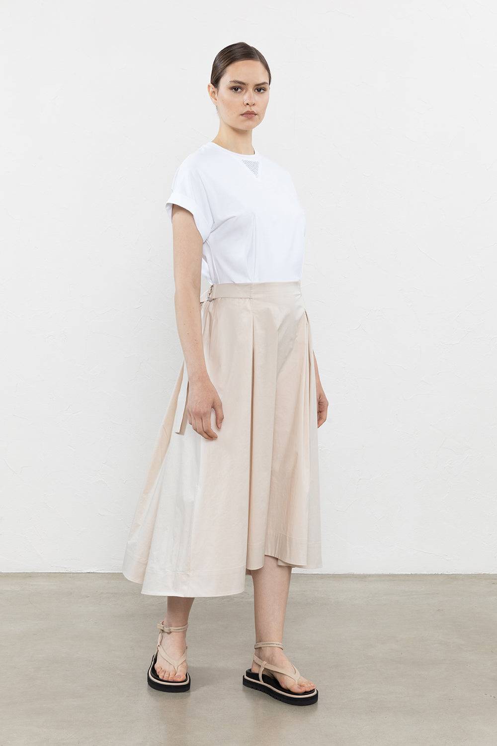 Peserico Abito midi in jersey e rasatello di cotone