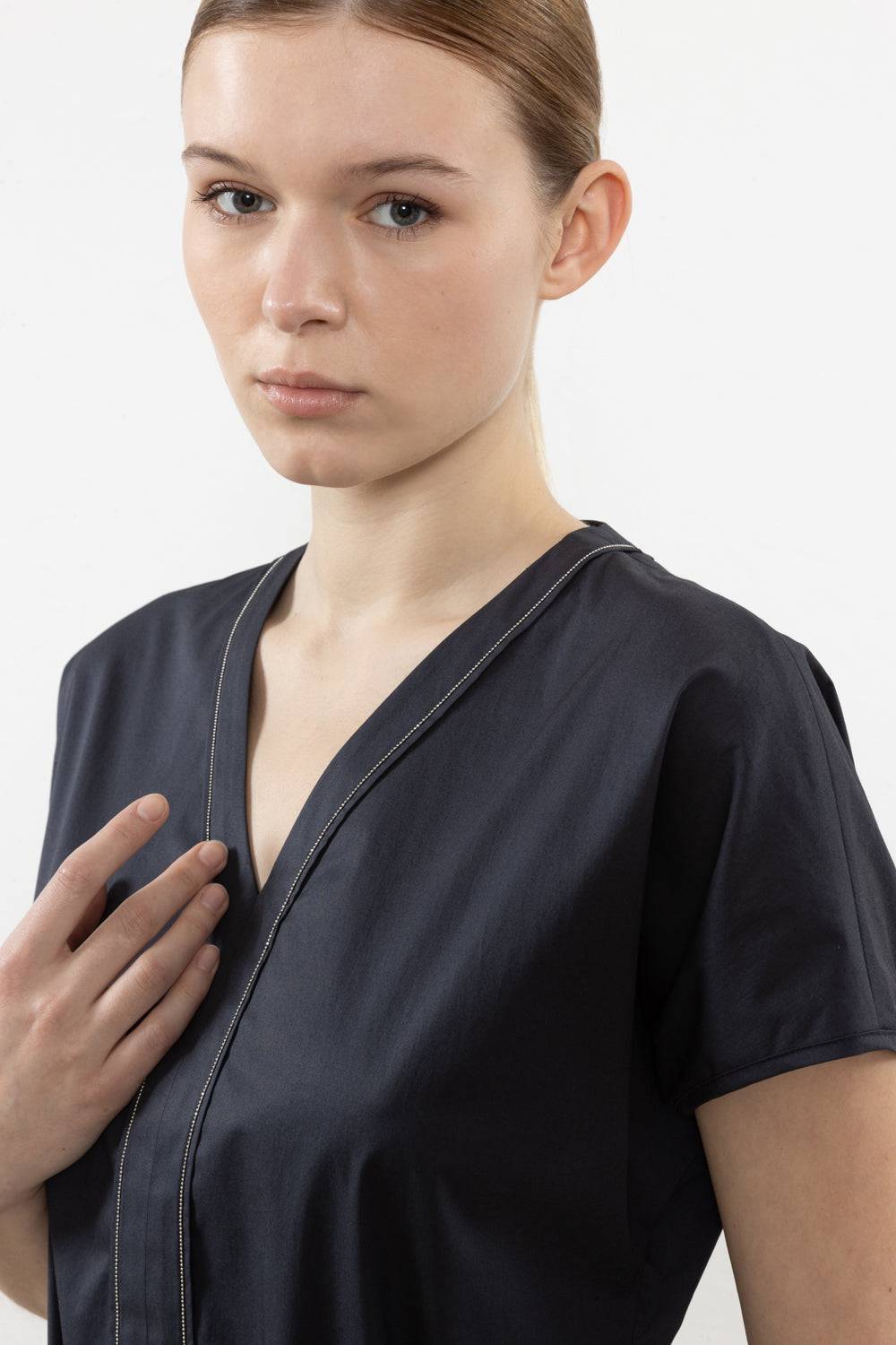 Peserico Abito Midi In Leggero Raso Di Cotone Stretch