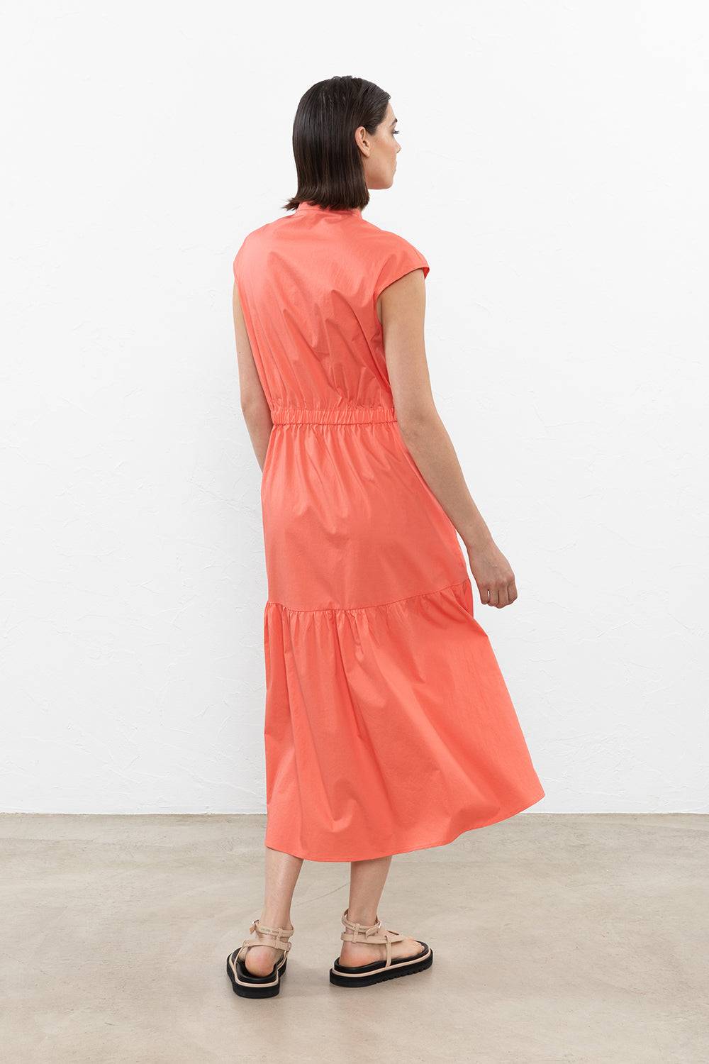 Peserico Abito Midi In Leggero Raso Di Cotone Stretch