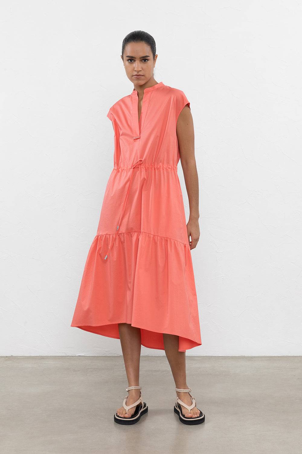 Peserico Abito midi in leggero raso di cotone stretch