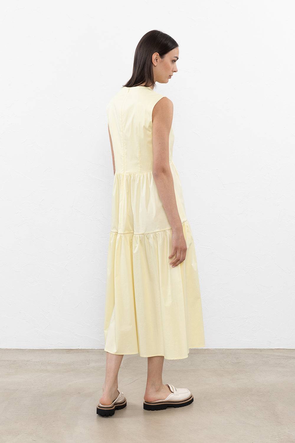 Peserico Abito Midi In Leggero Raso Di Cotone Stretch