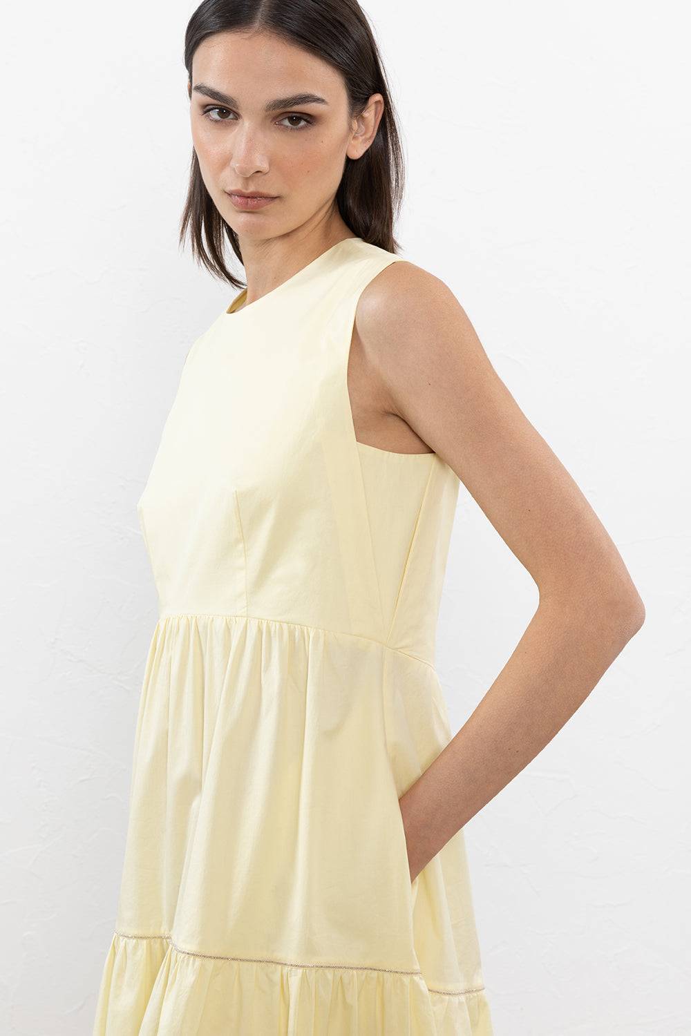 Peserico Abito Midi In Leggero Raso Di Cotone Stretch