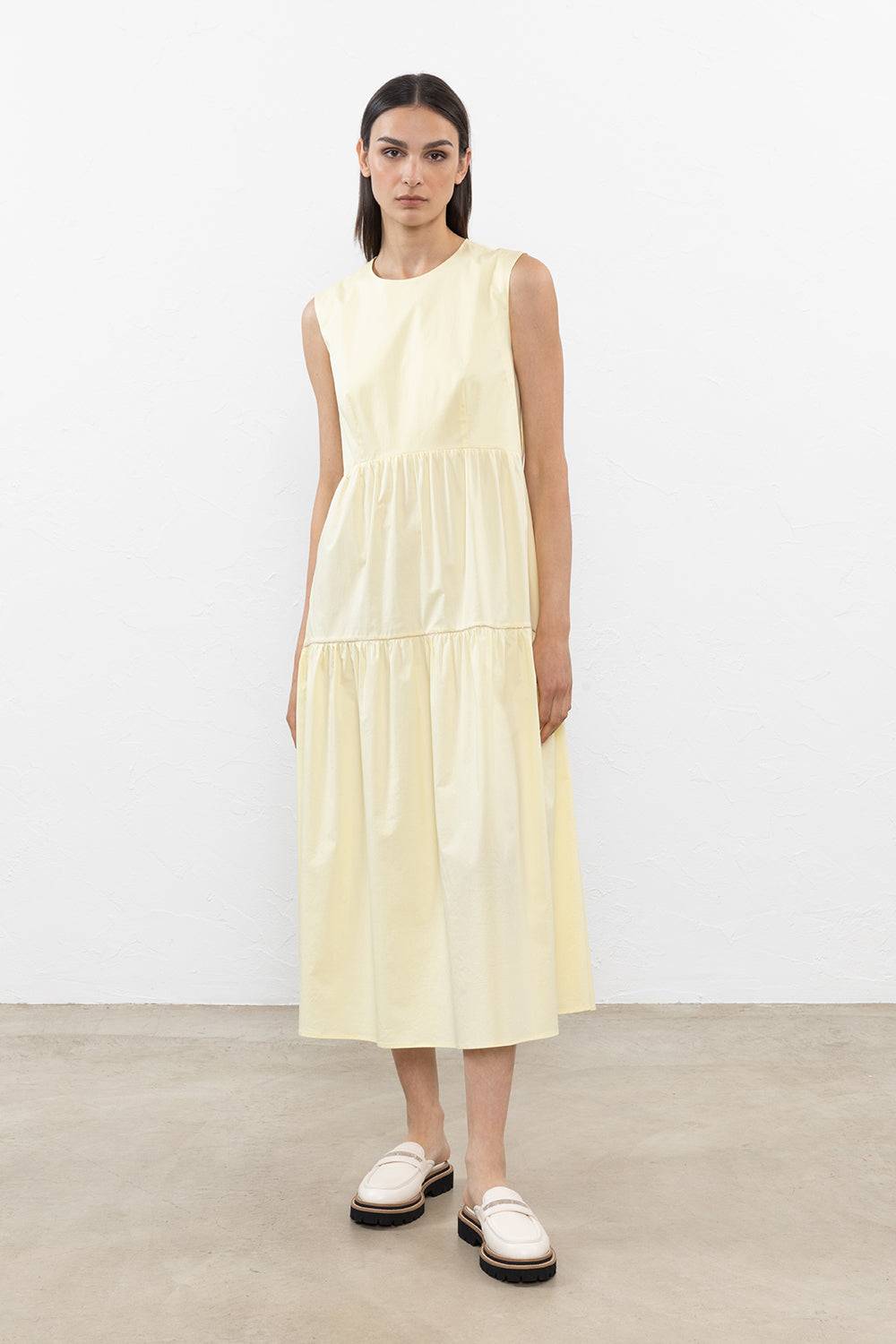 Peserico Abito midi in leggero raso di cotone stretch