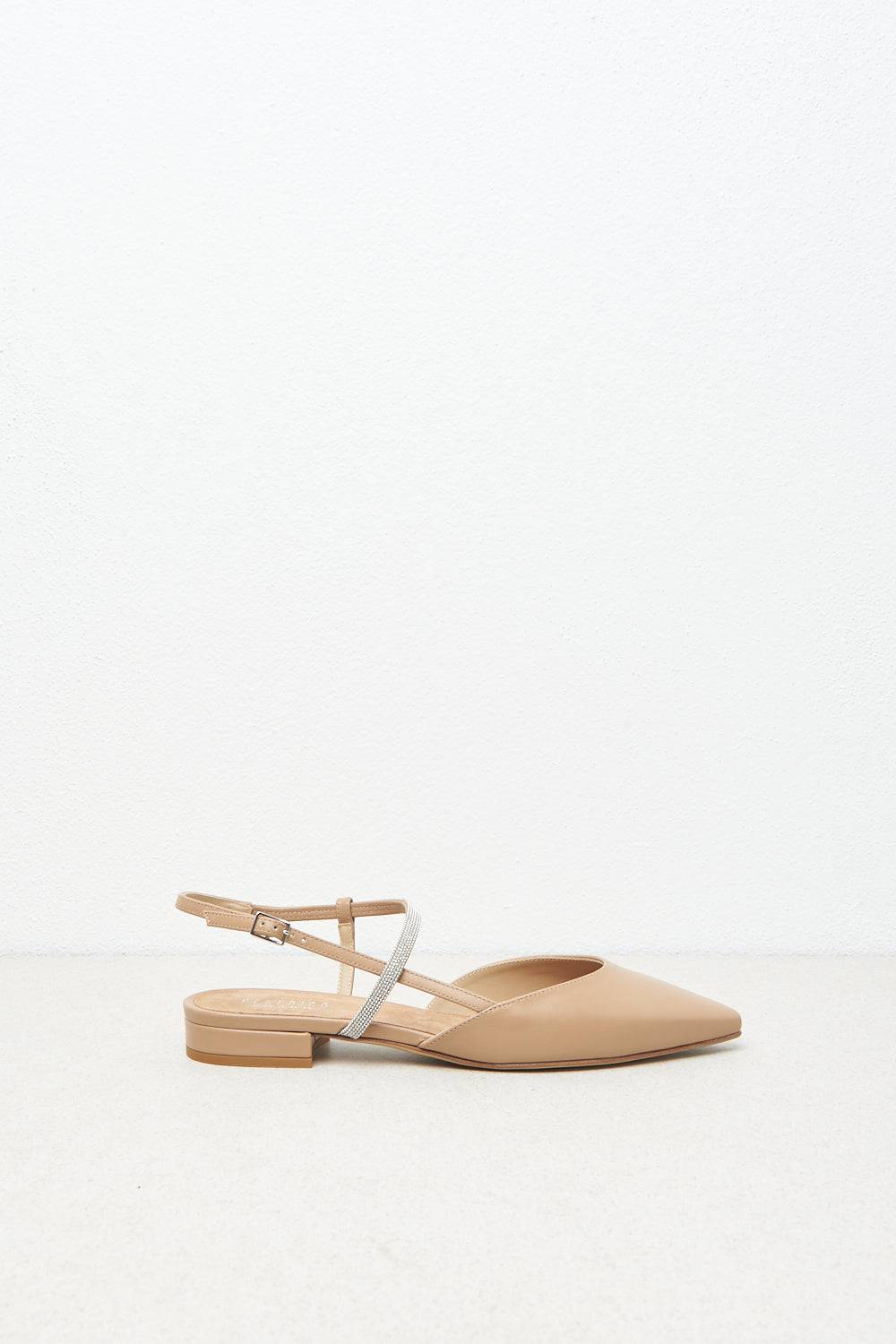 Peserico Ballerine Slingback Flat In Pelle Con Punto Luce