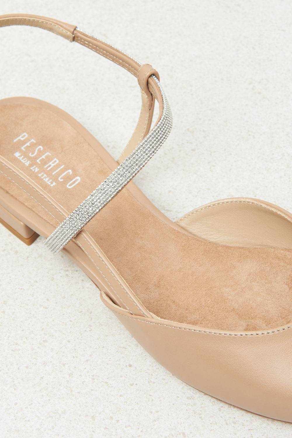 Peserico Ballerine Slingback Flat In Pelle Con Punto Luce