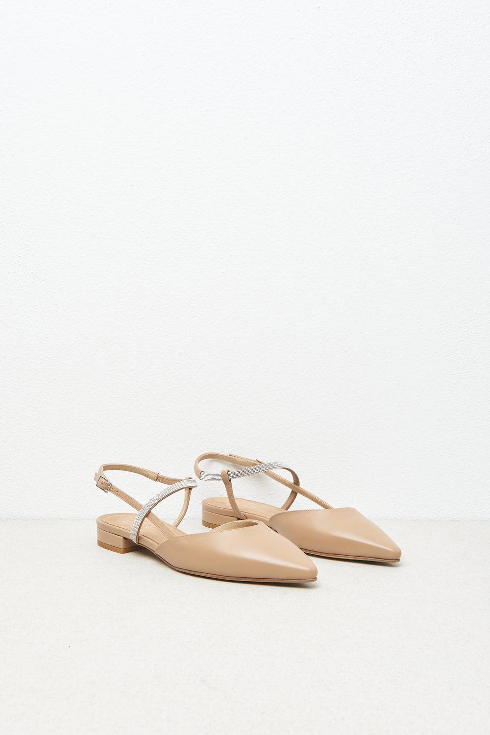 Peserico Ballerine slingback flat in pelle con Punto Luce