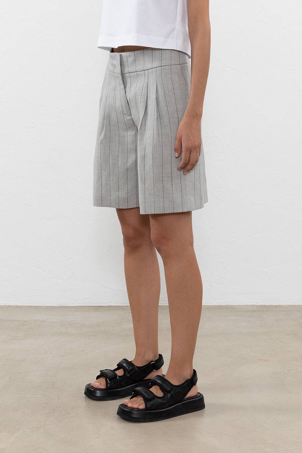 Peserico Bermuda in tela gessata lurex di misto lino e viscosa