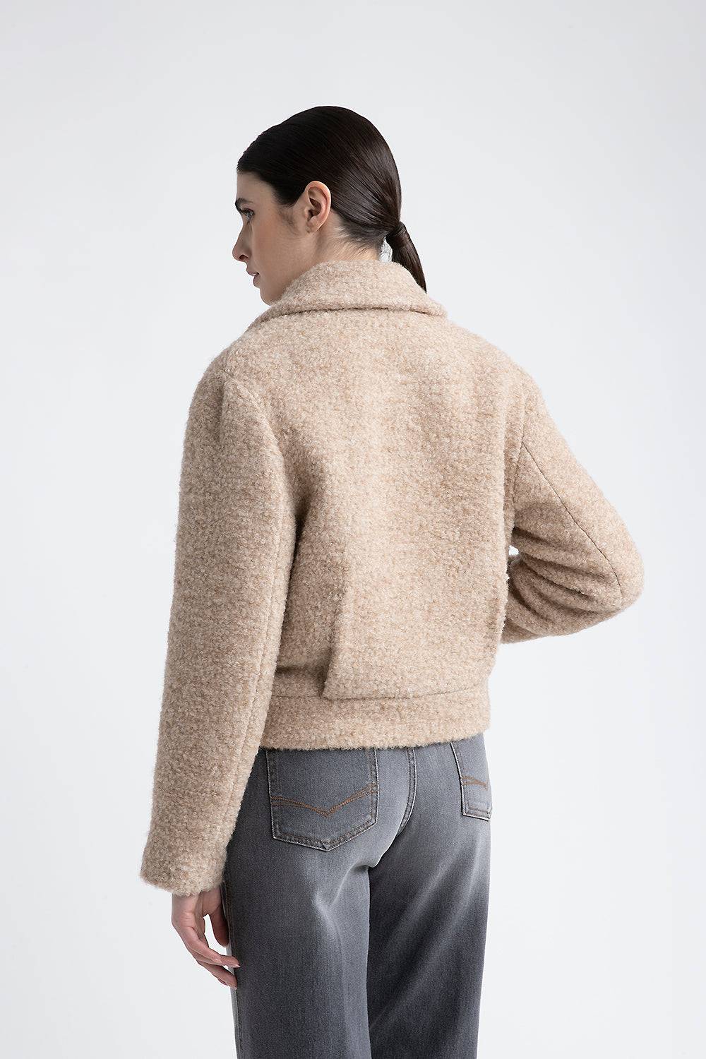 Peserico Blazer Crop In Panno Bouclé Di Lana E Alpaca