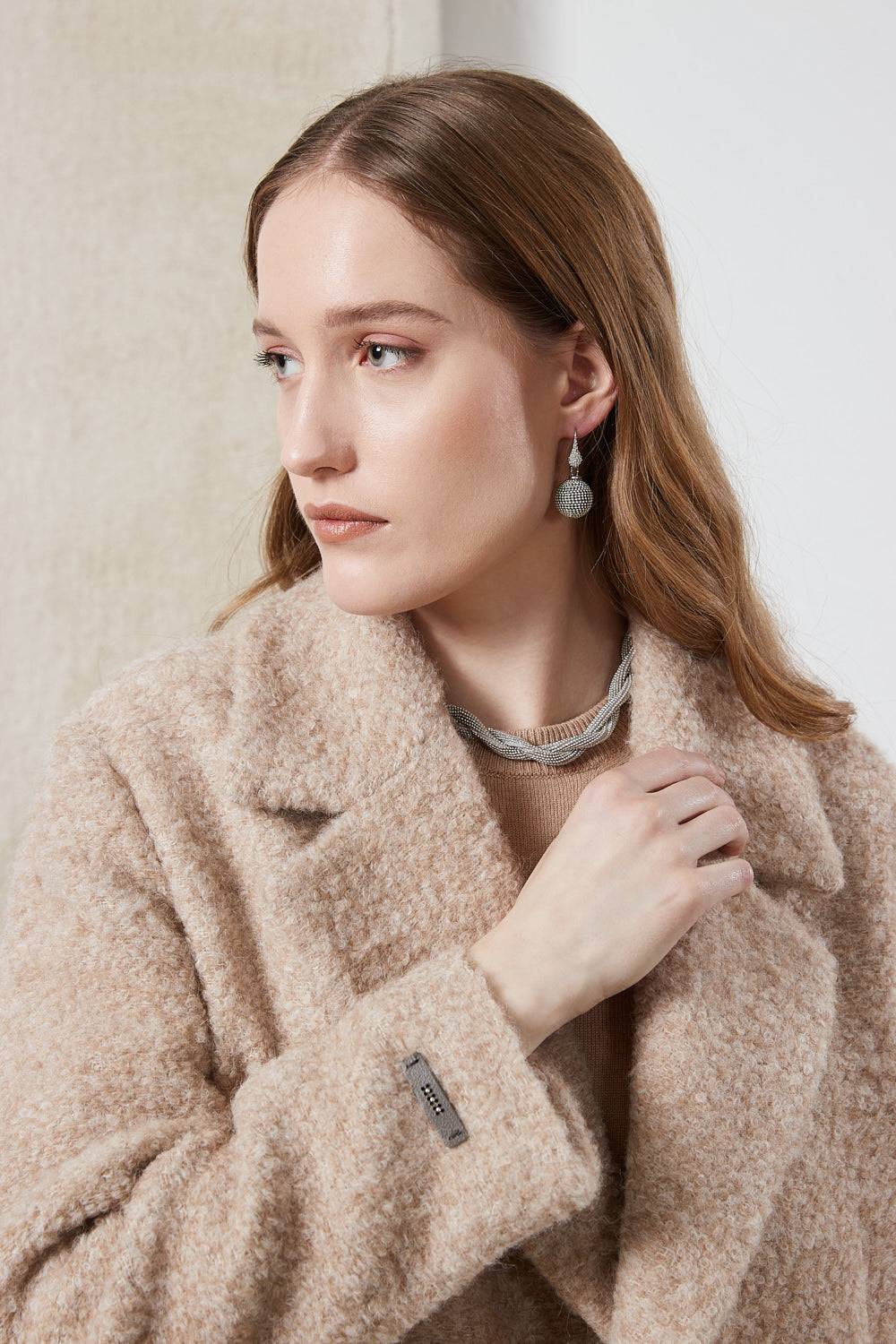 Peserico Blazer Crop In Panno Bouclé Di Lana E Alpaca