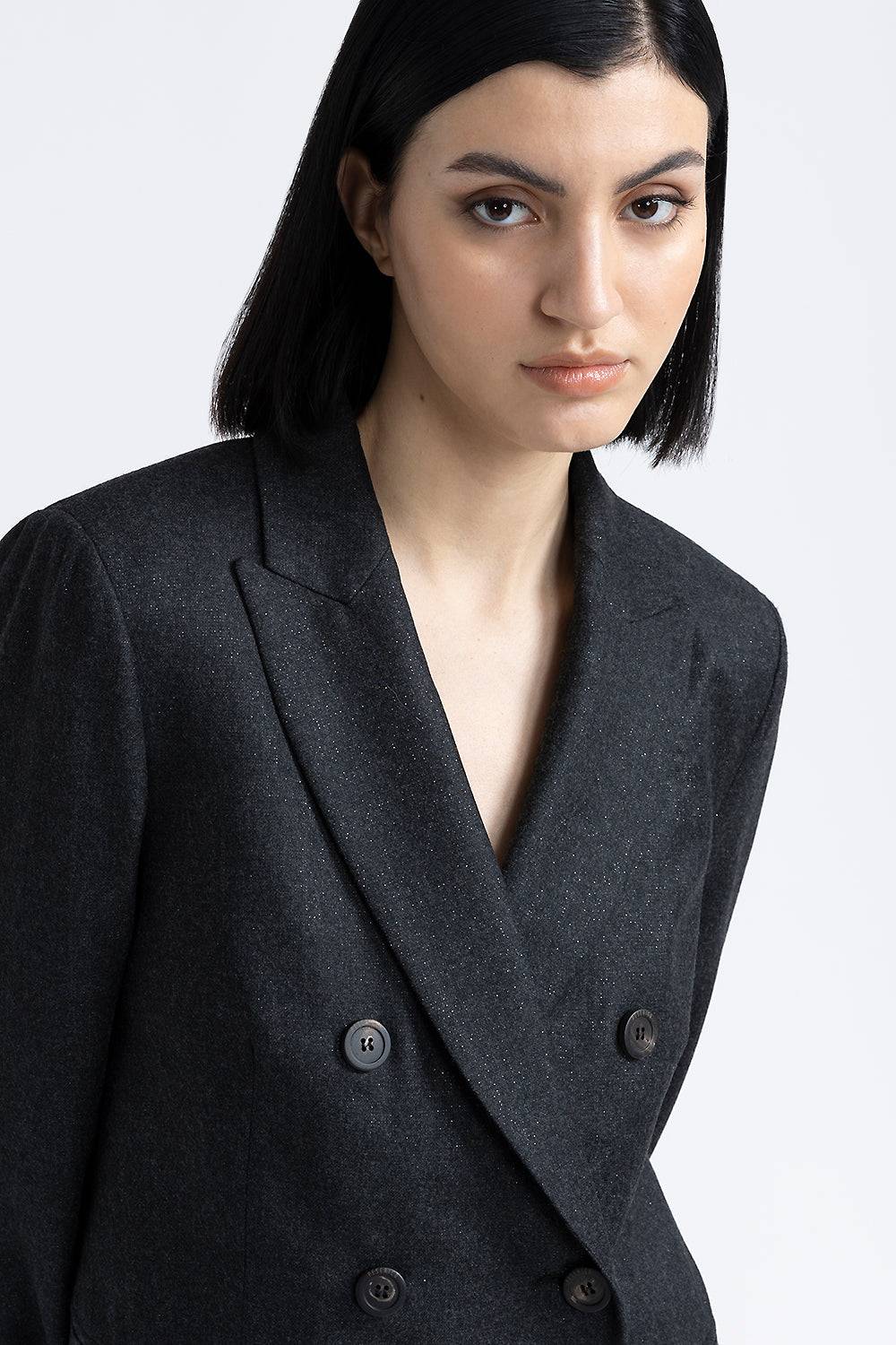 Peserico Blazer Doppiopetto In Flanella Di Lana Lurex