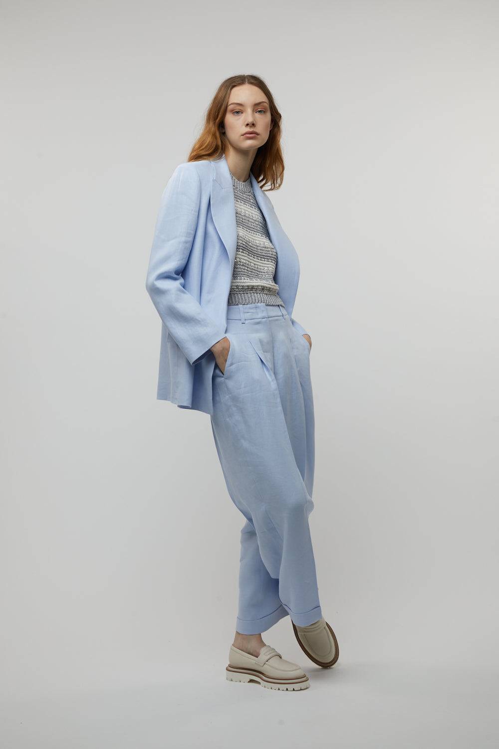 Peserico Blazer Doppiopetto In Gabardina Di Puro Lino