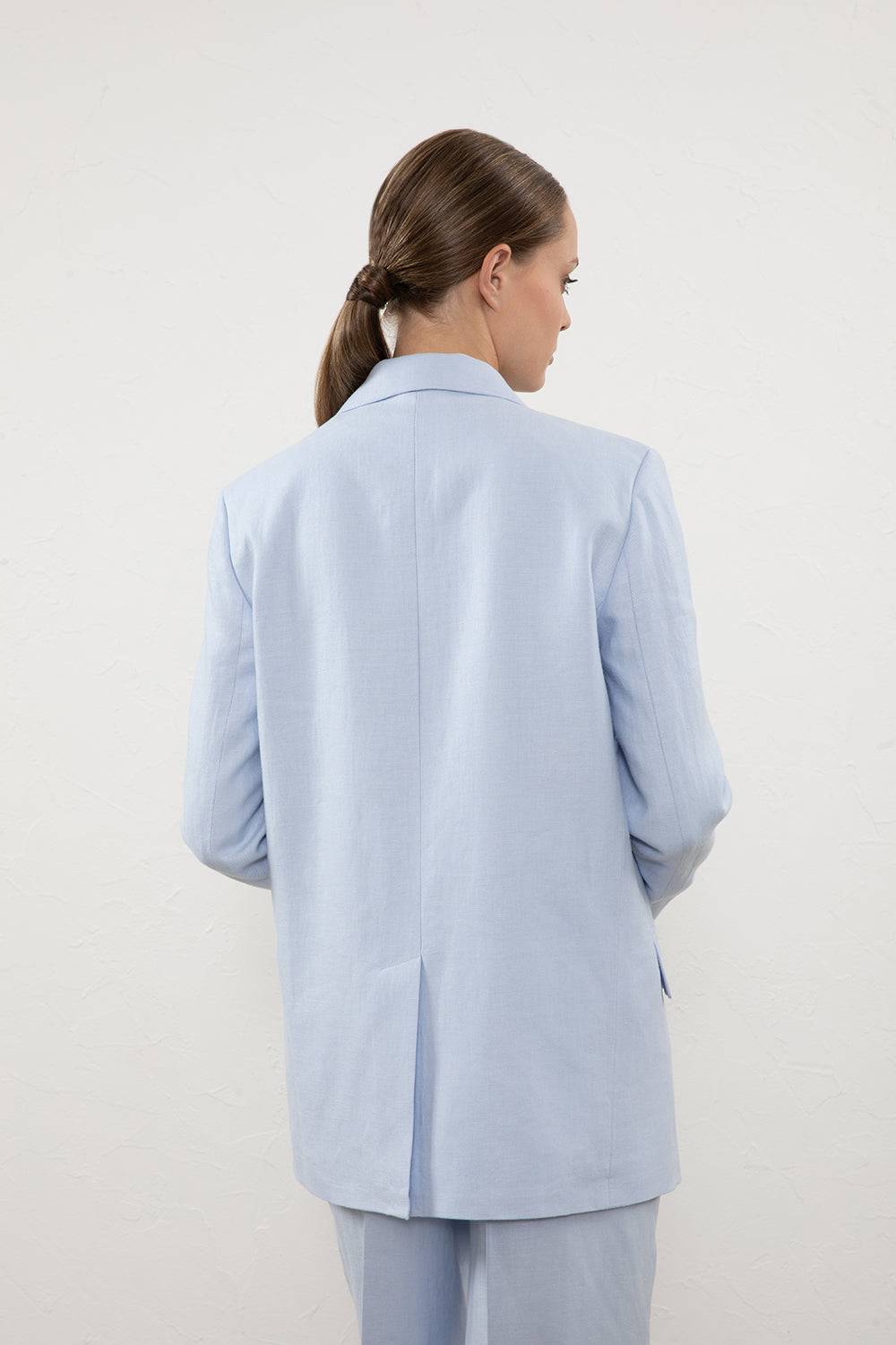 Peserico Blazer Doppiopetto In Gabardina Di Puro Lino