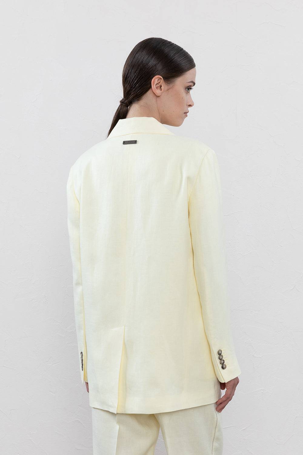 Peserico Blazer Doppiopetto In Gabardina Di Puro Lino