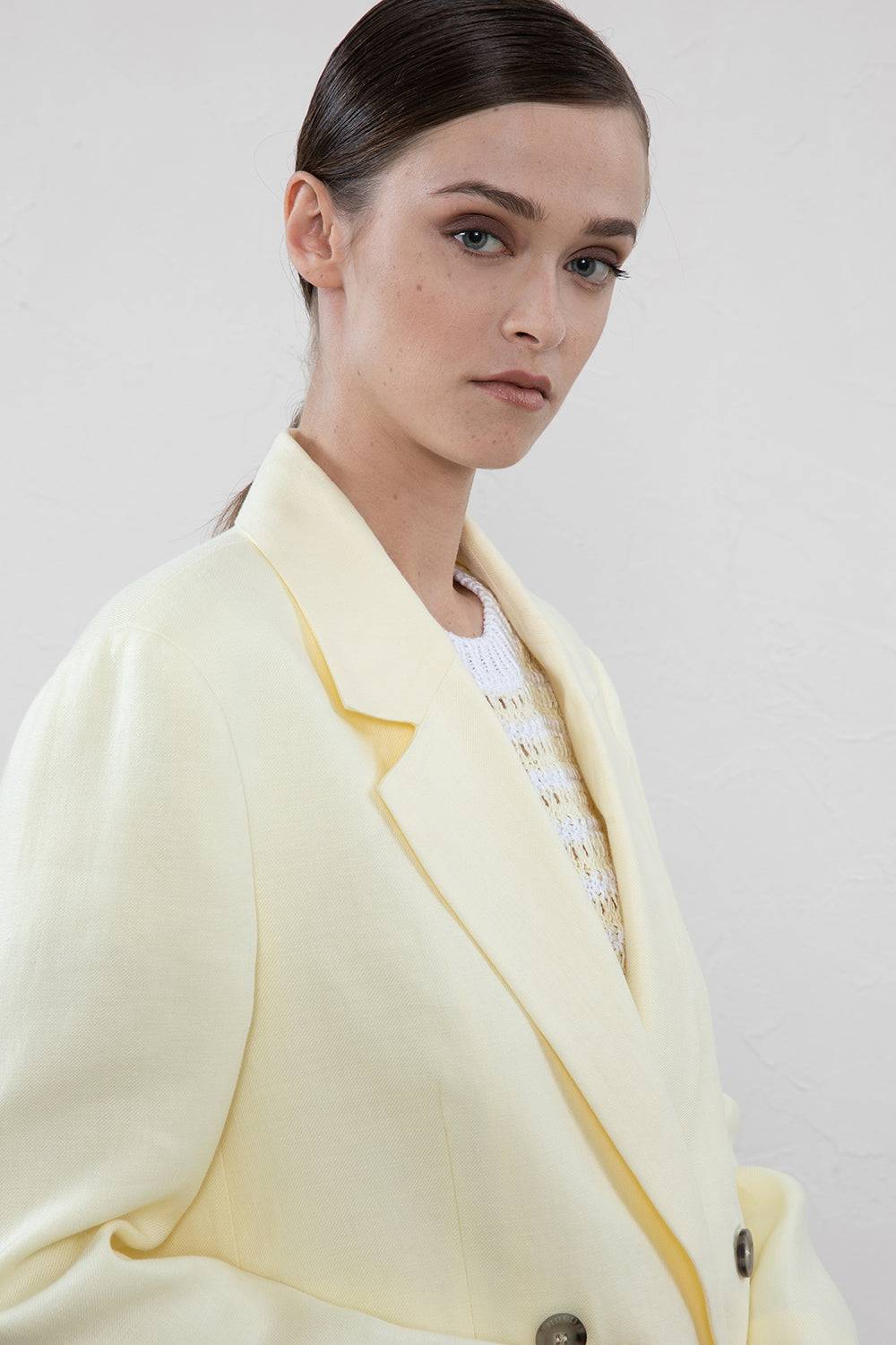 Peserico Blazer Doppiopetto In Gabardina Di Puro Lino