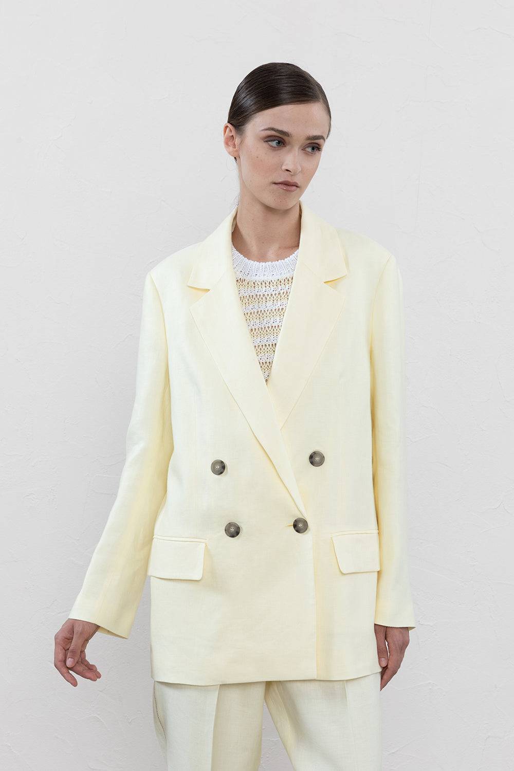 Peserico Blazer doppiopetto in gabardina di puro lino