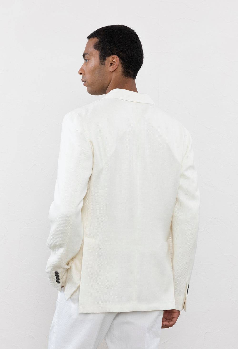 Peserico Blazer Doppiopetto In Hopsack Di Lana, Seta E Lino