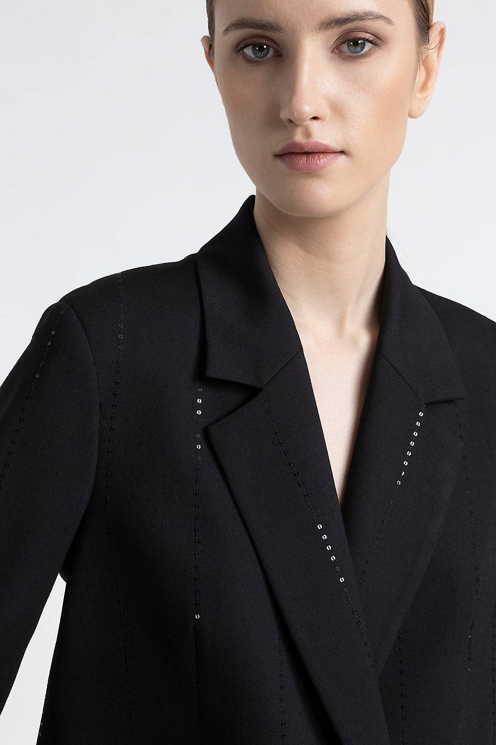 Peserico Blazer Doppiopetto In Lana Tecnica Con Micropaillettes