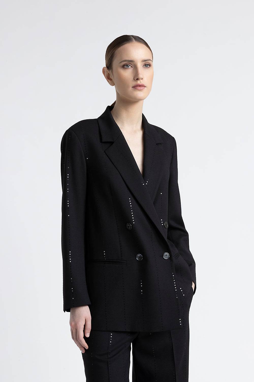 Peserico Blazer doppiopetto in lana tecnica con micropaillettes