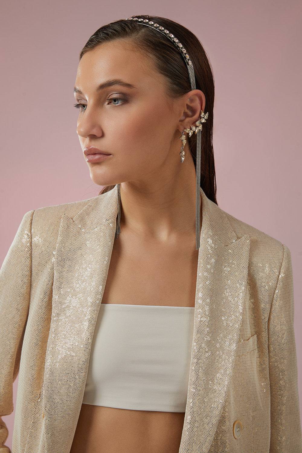 Peserico Blazer Doppiopetto In Tessuto Di Paillette Ingabbiate In Tulle