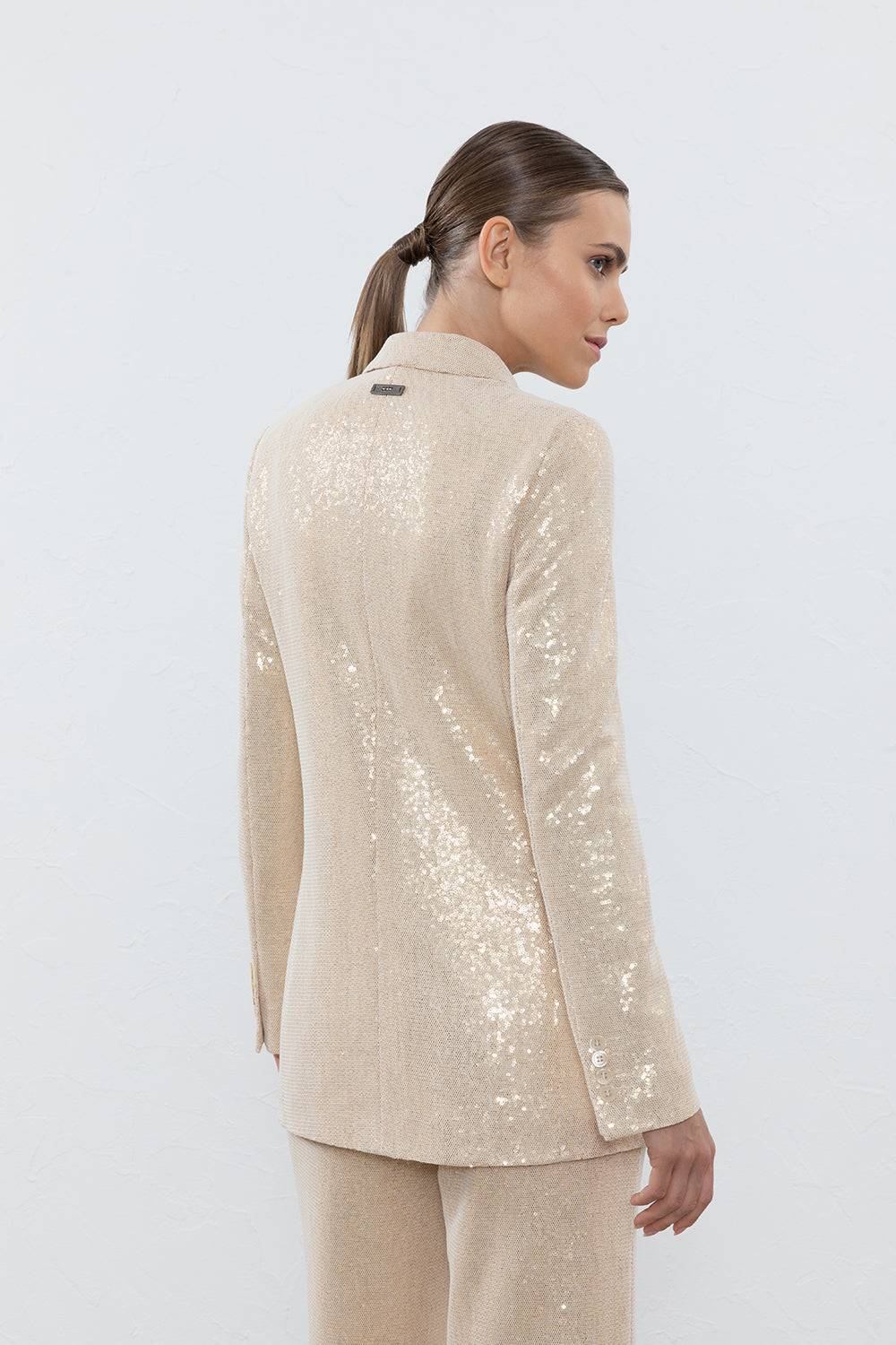 Peserico Blazer Doppiopetto In Tessuto Di Paillette Ingabbiate In Tulle