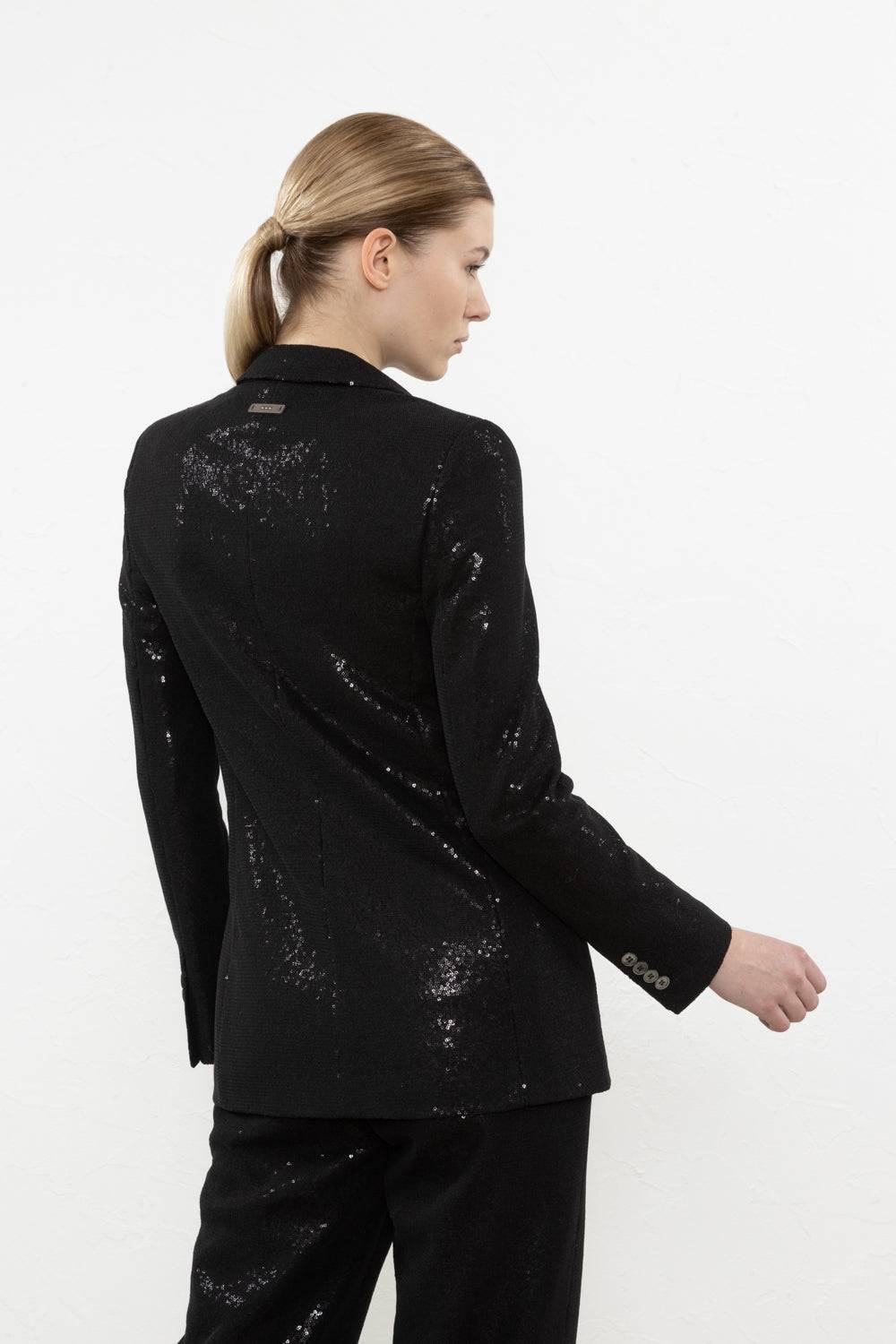 Peserico Blazer Doppiopetto In Tessuto Di Paillette Ingabbiate In Tulle