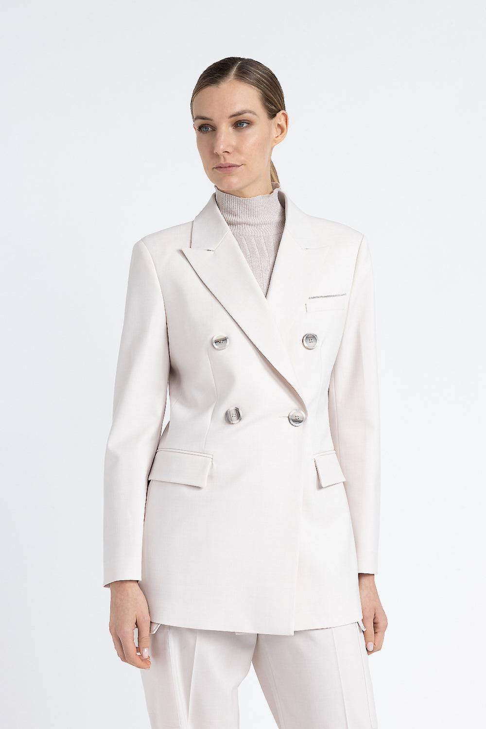 Peserico Blazer Doppiopetto In Twill Di Lana Tecnica