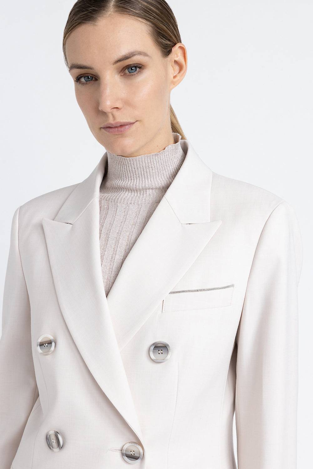 Peserico Blazer Doppiopetto In Twill Di Lana Tecnica