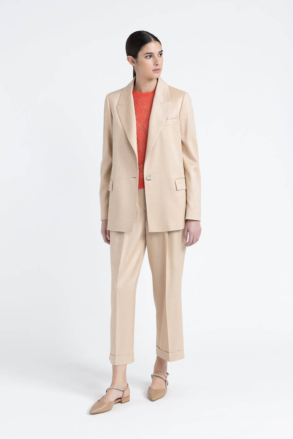 Peserico Blazer Monopetto In Flanella Jaspé Di Lana E Viscosa Lucida