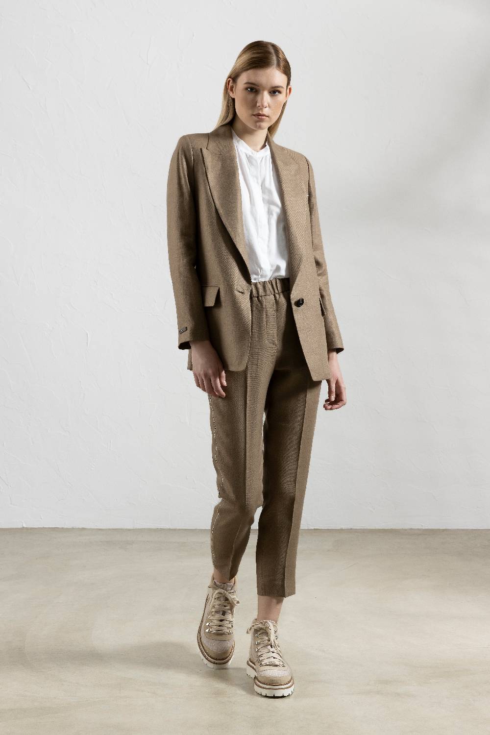 Peserico Blazer Monopetto In Gabardina Di Puro Lino