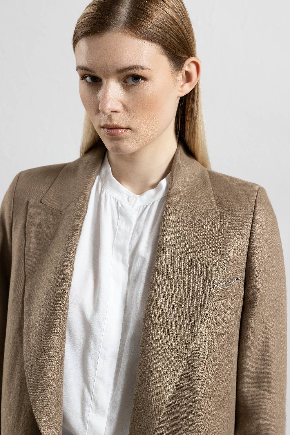 Peserico Blazer Monopetto In Gabardina Di Puro Lino